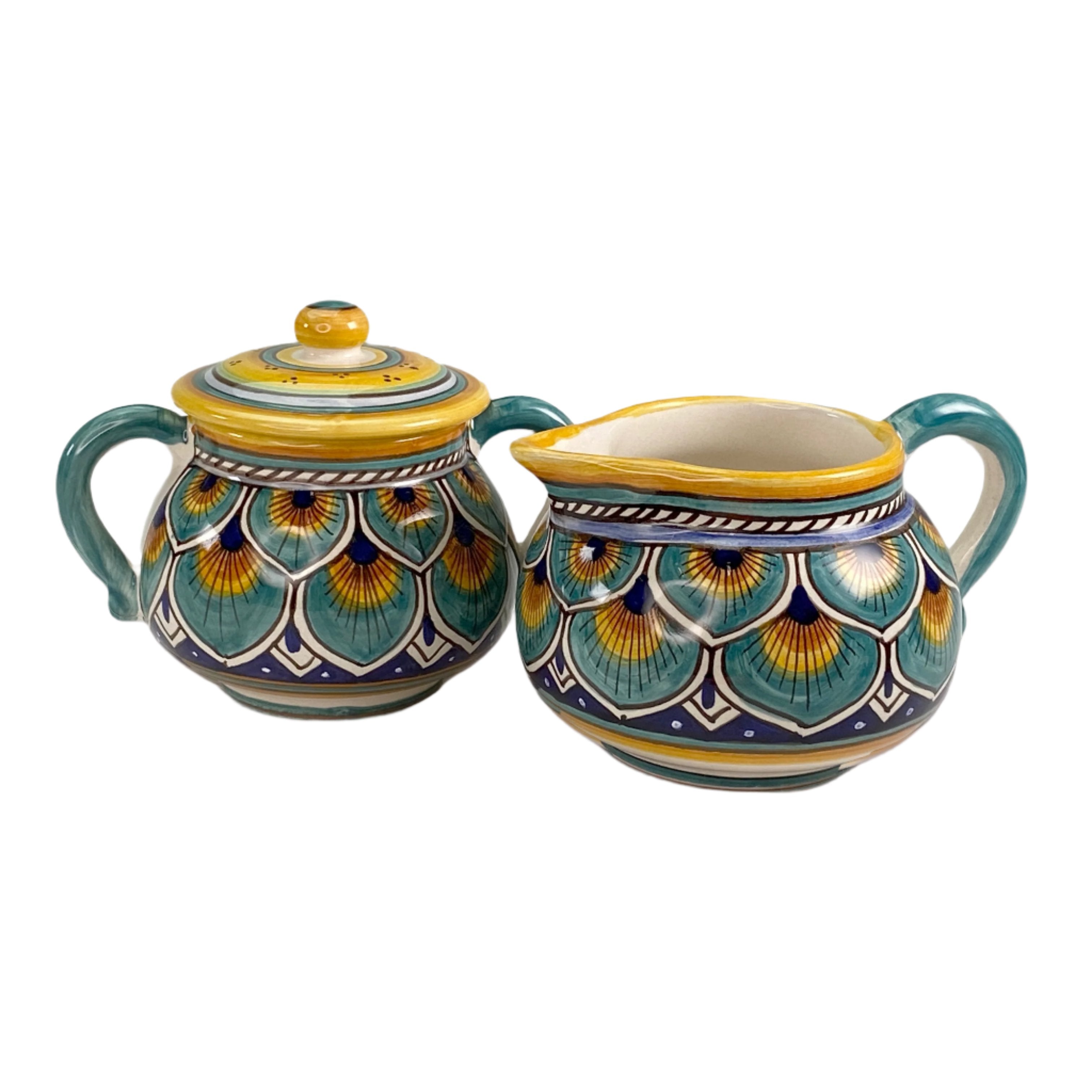 Sberna Geometric Peacock Aqua Sugar Bowl