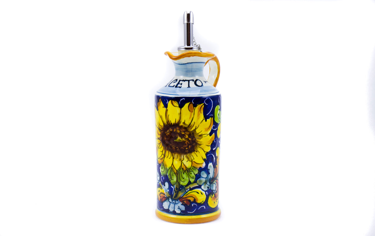 Borgioli - Sunflower on Blue Vinegar Cruet 15cm (5.9")