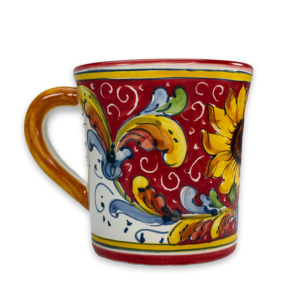 Borgioli - Sunflower on Red Mug