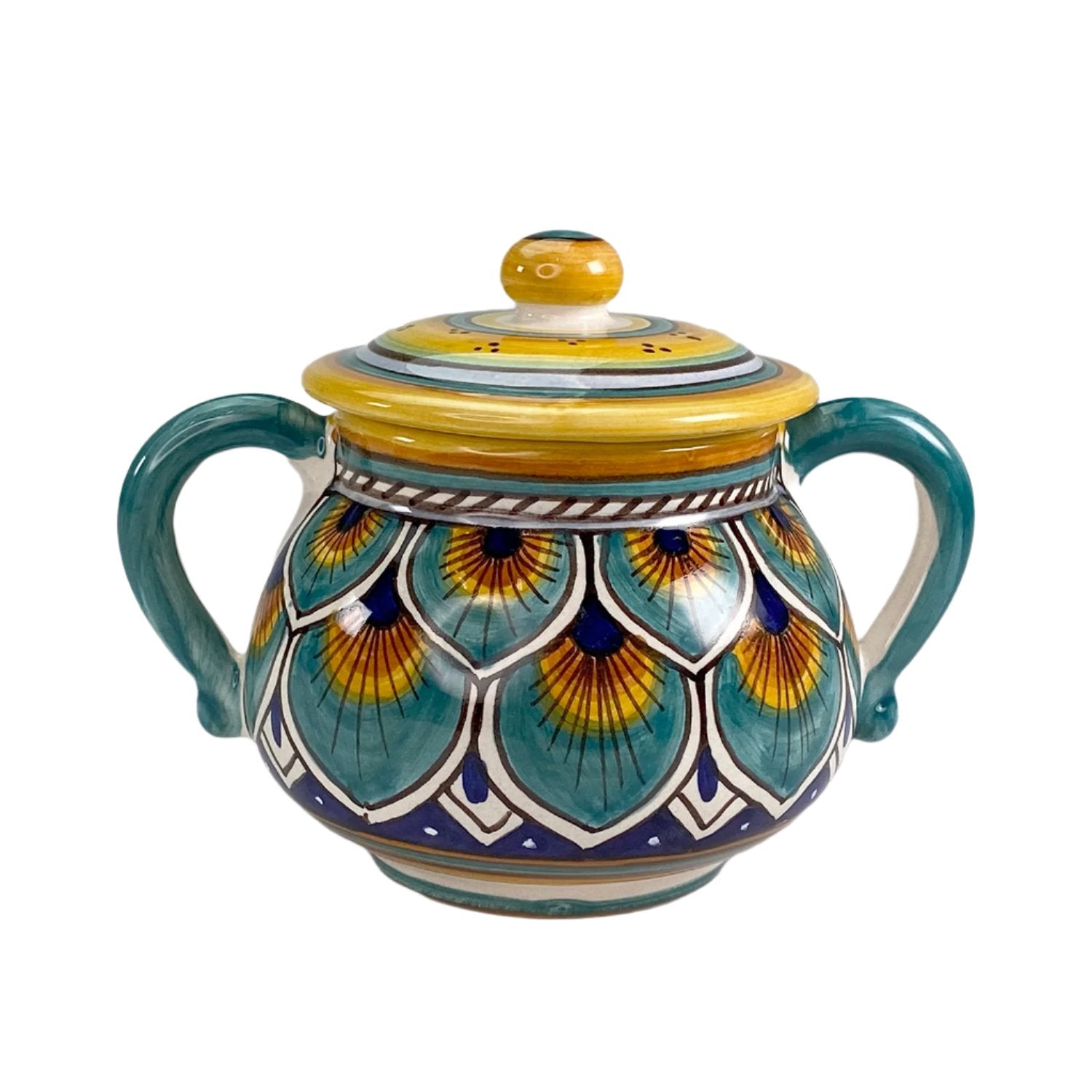 Sberna Geometric Peacock Aqua Sugar Bowl